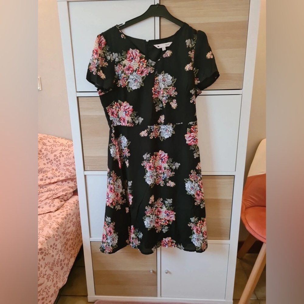 Floral Black Mini Dress